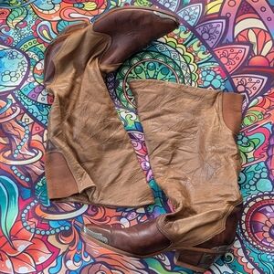 VTG Maine Woods Women's Brown Leather Tall Riding Boots Size 10M Yugoslavia